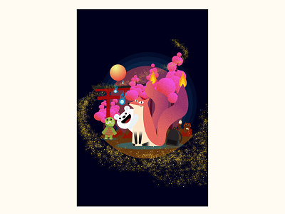 Fireflies Mountain design illustration vector