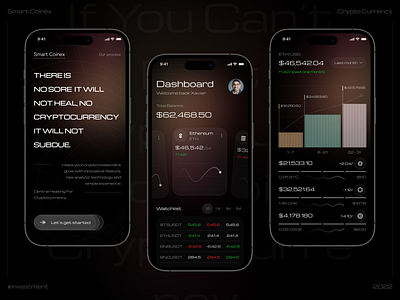 Smart Coinex Crypto App app app design app ui bitcoin blockchain crypto cryptocurrency currency dark mode dark ui etherium fintech investment mobile mobile app money ui ui design wallet web3