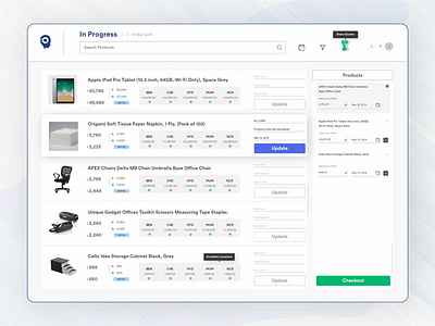 Kortex Dashboard - Product Quotation Page - Category Management category page dashboard minimalism price table product catalog productpage quotation uiuxdesign uxresearch visual design