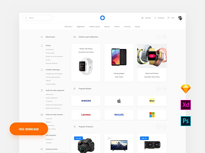 Free Commerce Page adobe xd commerce download free interface psd sketch symbols template ui ui blocks ui kit web