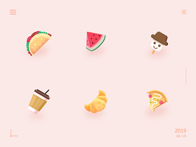 Microtexture Icon 2.5d ice cream illustration watermelon