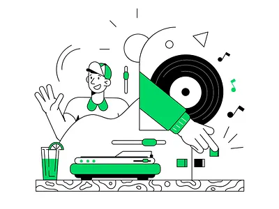 Guidelines abstract character future illustration music outline record player vinyl