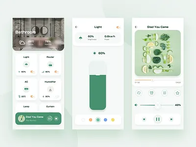 Smart Home 3 app clean dashboard home light music smart home app ui ux web