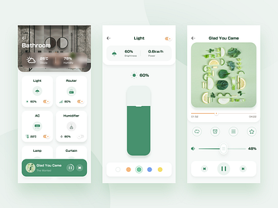 Smart Home 3 app clean dashboard home light music smart home app ui ux web