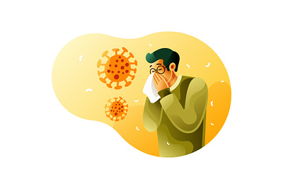 Sick man sneezes because of coronavirus 2019ncov