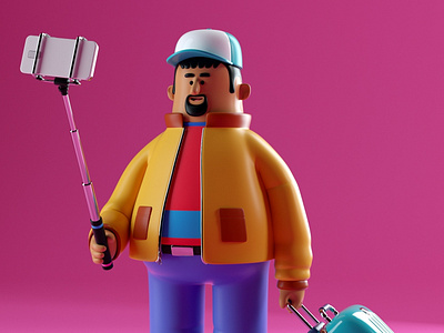 SELFIE 3d c4d character illustration man octane people persona render vector
