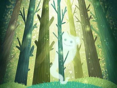 Magical forest book illustration cartoon cartoon illustration children book illustration children illustration design forest ghost illuatration