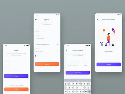 Login/signup+verification Screen adobe xd app branding app login app sign up appdesign charecter design concept app illustration ios ios app login screen signup screen sketch trendy design user experience user interface design verification screen
