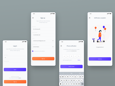 Login/signup+verification Screen adobe xd app branding app login app sign up appdesign charecter design concept app illustration ios ios app login screen signup screen sketch trendy design user experience user interface design verification screen