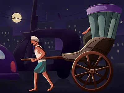Rickshaw Puller character illustration