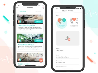 Patients & Group Therapies Discussion App caregiver design doctor group chat patients pills