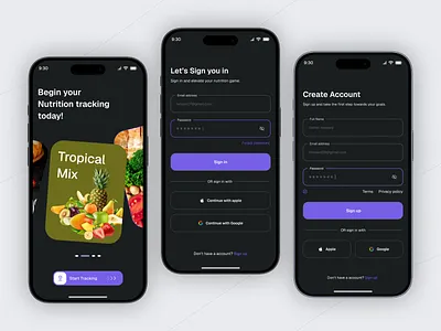 Nutrition Tracking App UI 🍏✨ app design calories tracking daily plan dark mood diet app diet tracking health health and fitness ios meal planning mobile app nutrition nutrition tracking nutriton tracking app tracking tracking app ui ui design