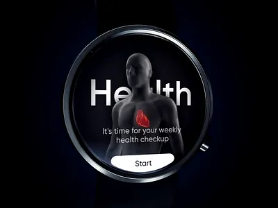 Heart rate meter for digital watch by milkinside 3d animation beat breathe c4d drink fitness health healthcare heart man men meter oxygen pressure slider ui ux watchface water
