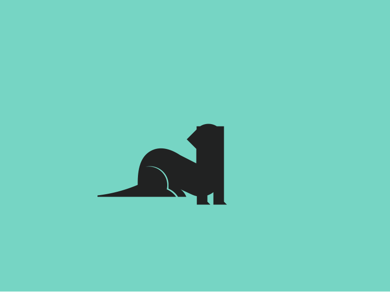 Ferret animal black bolt charge ferret green illustration lightning logo mark pet