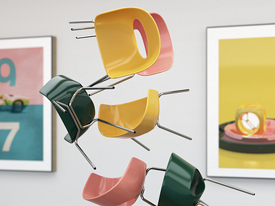 Chairs 3d c4d chair cinema 4d coronarender lighting yellow