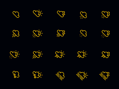 一组天气icon branding icon illustration typography ux vector 品牌 图标 应用 插图 活版印刷 设计