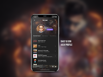 DailyUI Challenge #006 - User Profile adobe xd dailyui design interface design music ui