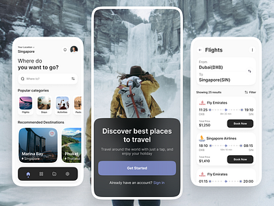 Travel App Design 🛫 activities application book tickets destination flights holidays hotels mobile app packages service stay tourism travel travel agency travel app travelling trip trip planner ui ux vaccation