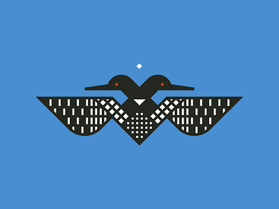 Two–Headed Loon geometric grid illustration loon minnesota vector
