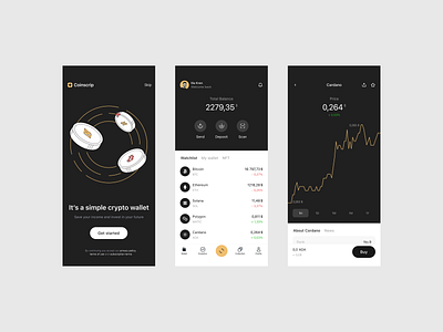 Coinscrip ː crypto wallet app app design application blockchain crypto defi finance fintech illustration mobile app mobile ui nft token wallet
