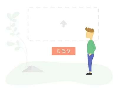 Upload your CSV file app branding flat illustration lead product robot shop ui upload ux website