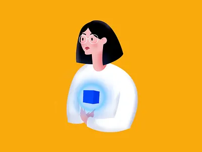 One with the Box adobe box character art clean flat illustration illustrator minimal organize portait self portrait vector