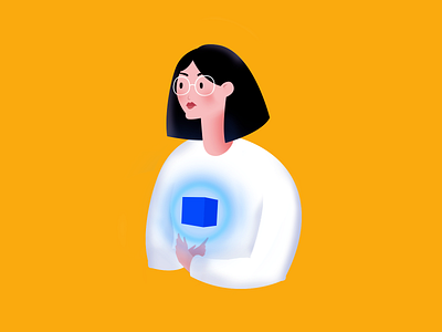 One with the Box adobe box character art clean flat illustration illustrator minimal organize portait self portrait vector