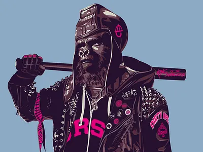 King of the swingers anarchy baseball bat damn dirty ape. general ursa planet of the apes punk studs warrior