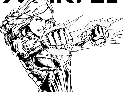 Captain Marvel lineart-Funpen caricature cartoon comic design digital 2d funpen illustration painting print shirt design vector web