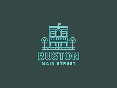 Main Street building flag identity lines logo shop store tree
