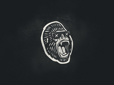 Pink Gorilla alberta brand canada edmonton gorilla illustration monkey monkeys pizza restaraunt roar texture woodcut