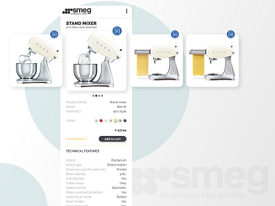 Smeg signle product E-Commerce Shop - Daily UI 012 50s collection dailyinspiration dailyui dailyui012 digital digitaldesign e commerce e commerce shop kitchen kitchen appliances retro shop shop design single item smeg ui elements vintage webdesign