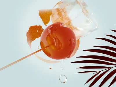 Negroni 3d c4d cgi cocktail illustration negroni octane
