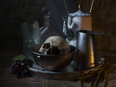 Light and texture - Workshop 3d c4d cgi grapes illustration light octane skull still life texture