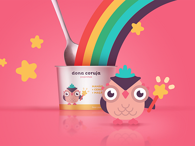 Mrs. Owl 2d baby branding character design flat food fun geometric icon illustration illustrator kids mascot minimal owl packaging pink star vector