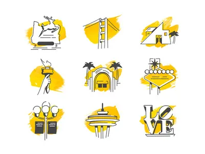 Goldstar Location Icons cities icons illustraion locations