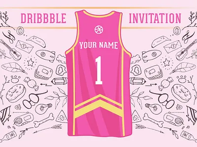 1 Dribbble Invite basketball designer dribbble invitation dribbble invite graphic desgin illustration invite