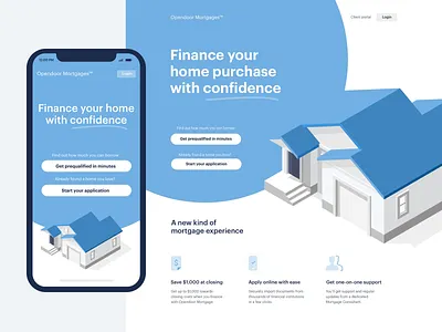 Responsive hero concept banner circle cta dual finance hero home house isometric loan mortgage rates real estate