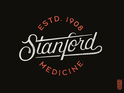 Stanford Medicine Lettering circle cursive handlettering lettering logotype patch retro script script font stanford stanford university vintage