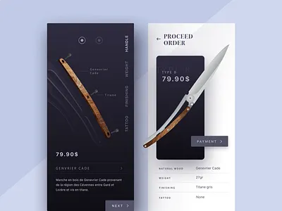 Knife app illustration invision layout minimal mobile mobile app modern purple ui design ux design violet