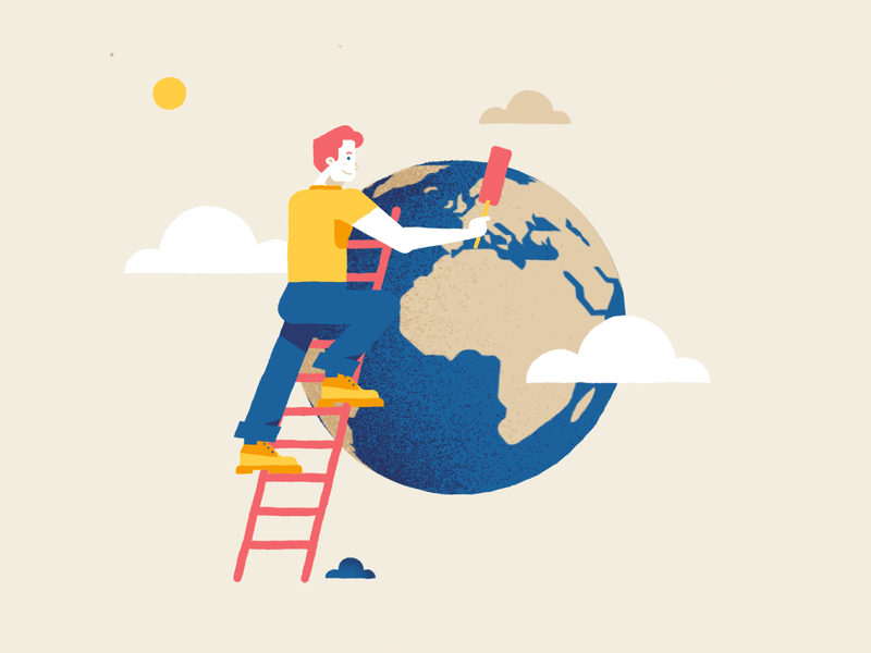 Timberland - Purpose animation character cleaning clouds colors environment gif green illustration motion design sail ho studio sho studio sun sustainability texture timberland vector world