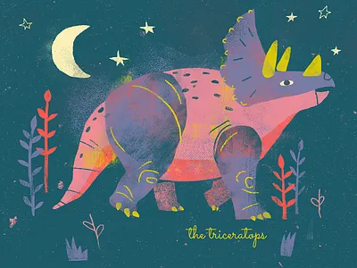 Triceratops Print childrens art childrens prints digital print dino dino print dino series dinosaur dinosaurs illustration kids room nursery screenprint texture vintage art