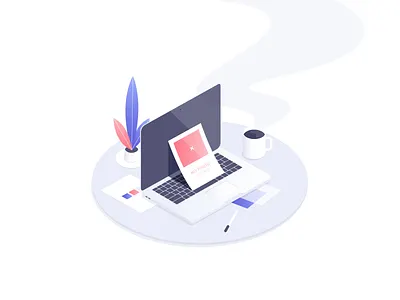 No Photo Found cup empty space flower found illustration isometric laptop macbook nophoto photo table