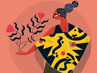 Miracle Maker art character color fertility flatdesign flower graphic design growth illustration poster power vector woman yellow