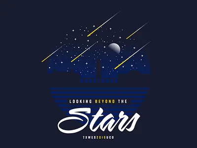 Looking Beyond the Stars design galaxy illustration moon night shooting star silhouette sky stars vector