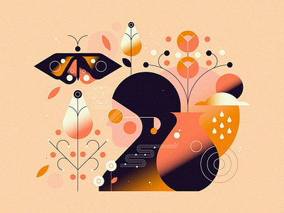 spring character flowers geometric girl graphic design icon icons illustration minimal noise spring vector woman