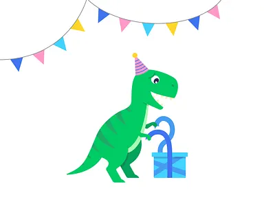 Party T-Rex! birthday cute dinosaur design dino dinosaur gift illustration party present t rex tyrannosaurus rex vector