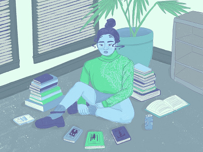 A Reading character drawing girl illustration interior ipad pro painting plant procreate sketch tarot