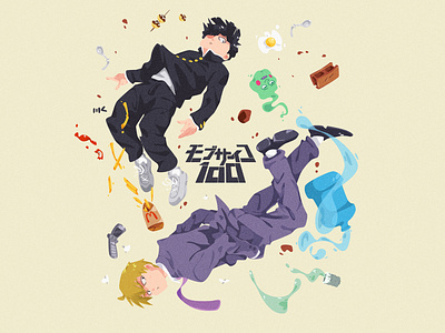 Shigeo x Reigen anime art character characterdesign digitalart dimple ekubo fanart illustration mobpsycho100 reigen shigeo vector zat3am