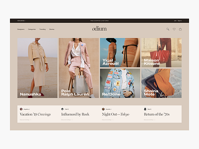 WIP - Odium Home Page Exploration - E-commerce clean commerce design e commerce ecommerce fashion fashion shop home home page luxury luxury fashion minimal minimalism shop shopping typography ux web shop webshop
